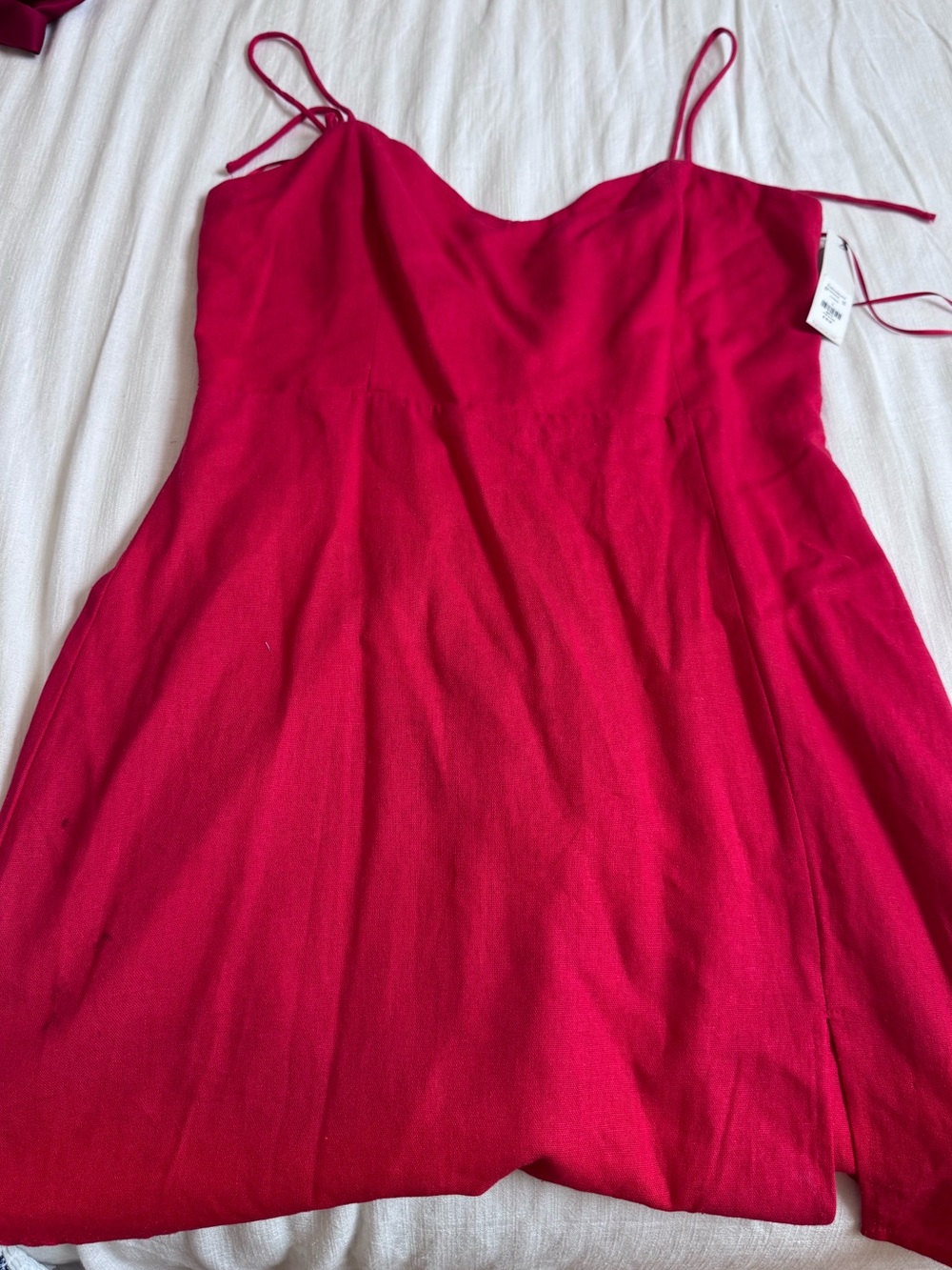 Francesca’s Fuchsia Linen Blend Mini Dress | Size L | Smocked Back | Side Slit